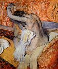 Edgar Degas Famous Paintings - After the Bath, Woman Drying Herself